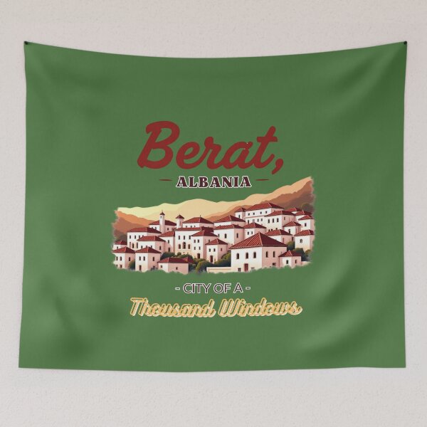 Item preview, Berat, Albania – City of a Thousand Windows | Heritage Travel Sticker designed and sold by Timeless Design.