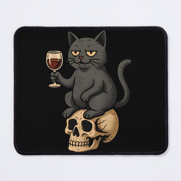 Item preview, Aesthetic Gothic Cat with Wine Glass designed and sold by Amr Siam.