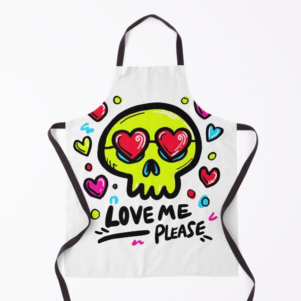 Item preview, Love Skull –Love me please-Cute Neon Heart Eyes, Funny Punk Valentine designed and sold by BubbleDream Art .