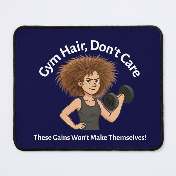 Item preview, Gym Hair, Don’t Care – These Gains Won’t Make Themselves!-Wild Hair-White Text designed and sold by The Expression Den.