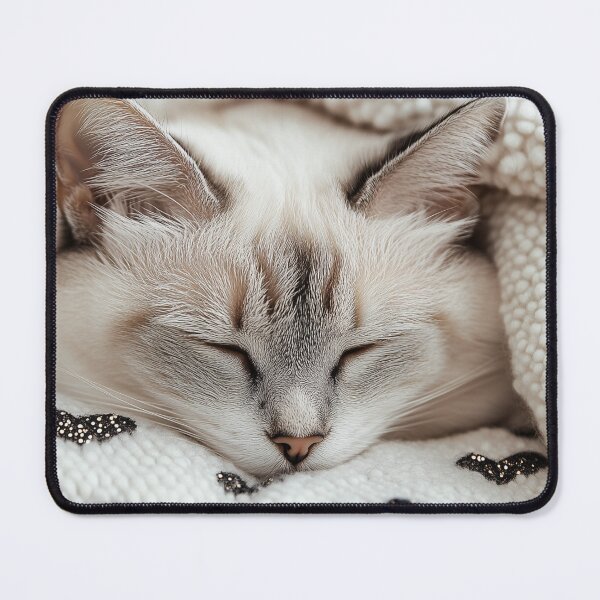 Item preview, White Cat asleep in Gold glitter heart blanket designed and sold by Karen Lee J.