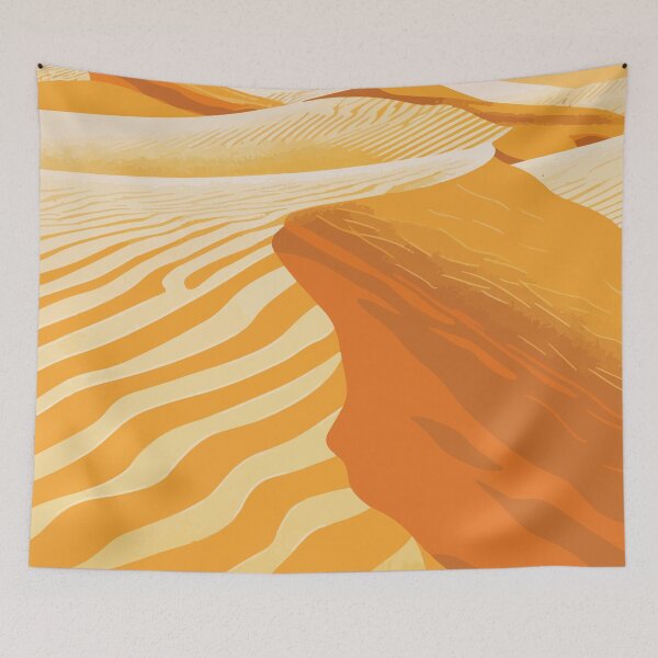 Aperçu de l'œuvre Paysage de dunes de sable du désert immobile, illustration d'art minimaliste créée et vendue par LVTFCOarts.