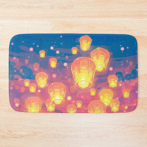 Item preview, The cozy sunset  sky with Japanese Lanterns. Anime Aesthetic Illustration designed and sold by AnGoArt.