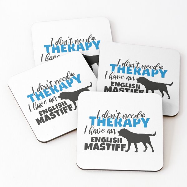 Item preview, I Don’t Need Therapy – I Have an English Mastiff | Black and Blue Dog Silhouette Design designed and sold by EmeraldeaArt.