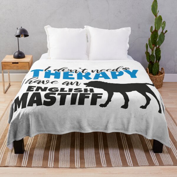 Item preview, I Don’t Need Therapy – I Have an English Mastiff | Black and Blue Dog Silhouette Design designed and sold by EmeraldeaArt.