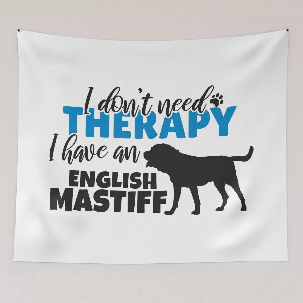 Item preview, I Don’t Need Therapy – I Have an English Mastiff | Black and Blue Dog Silhouette Design designed and sold by EmeraldeaArt.