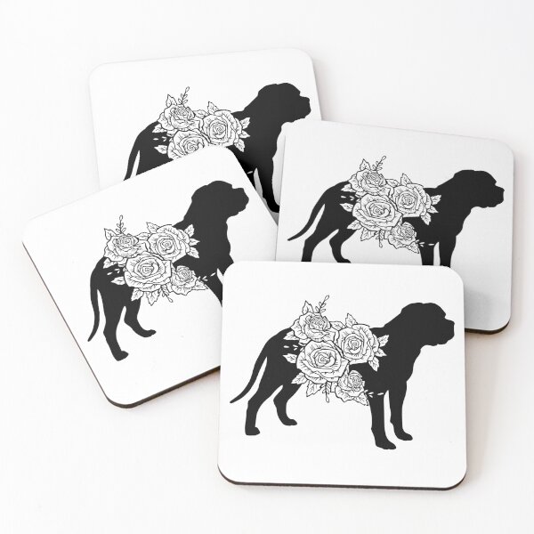 Item preview, Floral Mastiff Silhouette – Black Dog with Roses Design designed and sold by EmeraldeaArt.
