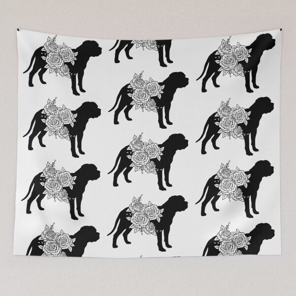 Item preview, Floral Mastiff Silhouette – Black Dog with Roses Design designed and sold by EmeraldeaArt.