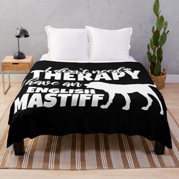 Item preview, I Don’t Need Therapy – I Have an English Mastiff | white and Blue Dog Silhouette Design designed and sold by EmeraldeaArt.