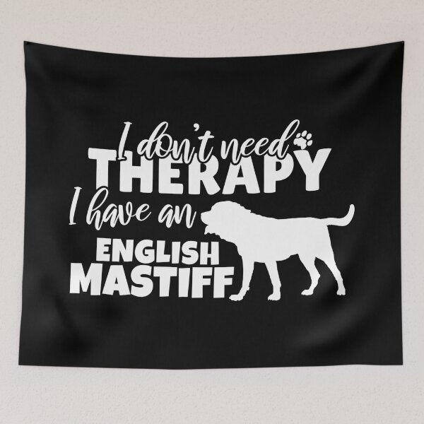 Item preview, I Don’t Need Therapy – I Have an English Mastiff | white and Blue Dog Silhouette Design designed and sold by EmeraldeaArt.