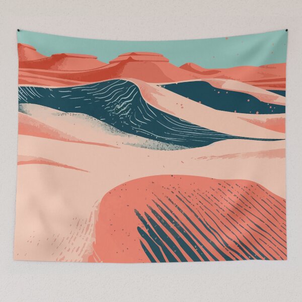 Aperçu de l'œuvre Illustration minimaliste d'un paysage de dunes de sable du désert créée et vendue par LVTFCOarts.