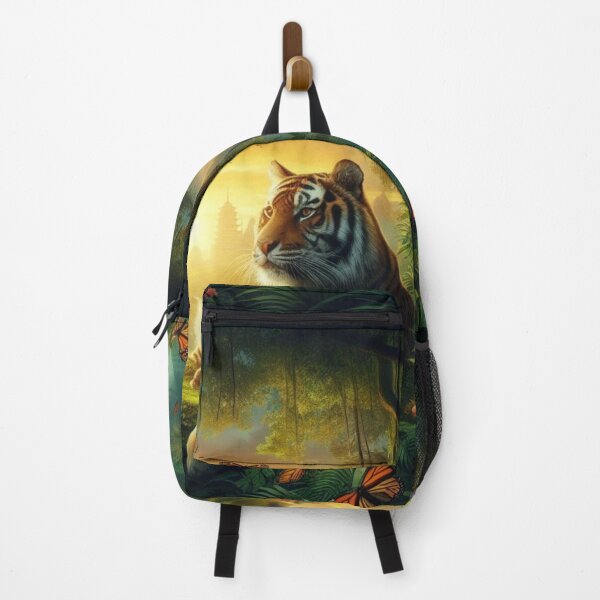 Item preview, Tiger and butterfly, plants, flowers, nature, pagoda, China designed and sold by Sugar Wisdom .