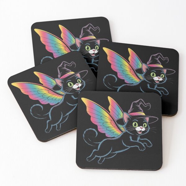 Item preview, Flying Witch Cat with Rainbow Wings – Funny Halloween designed and sold by WikaKowalczyk.