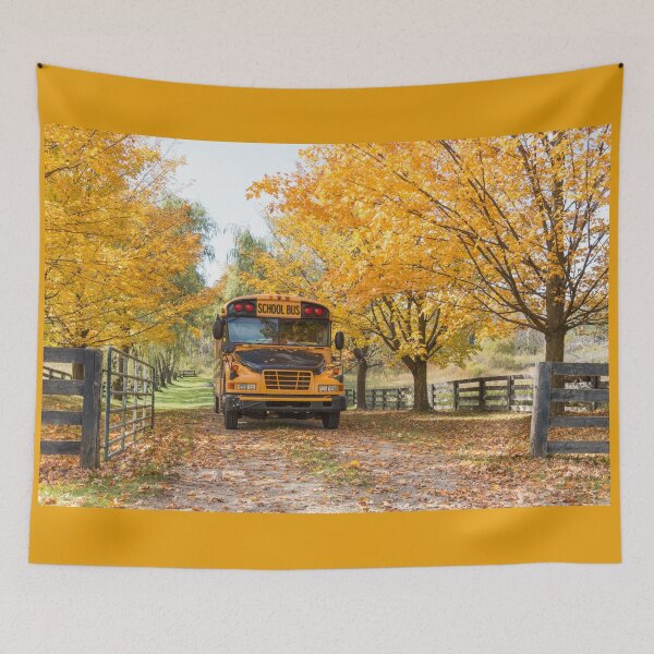 Item preview, Fall Scene with Yellow School bus designed and sold by Roxane Bay.