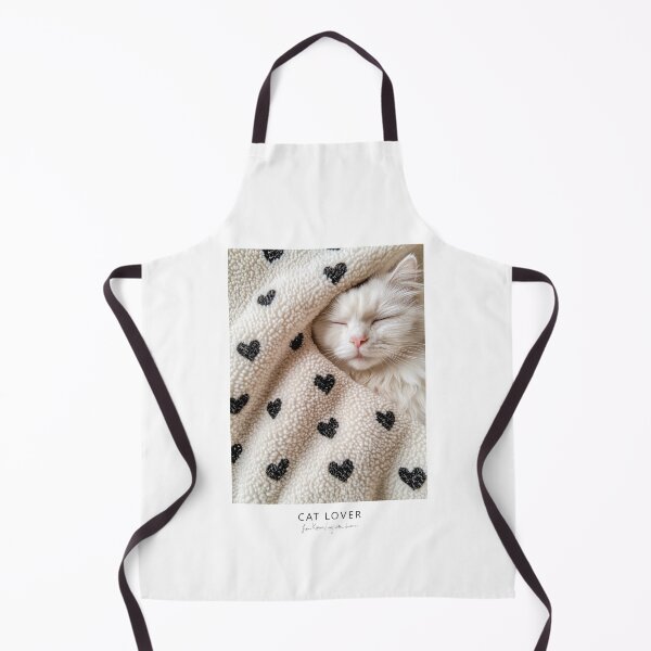 Item preview, White Cat Asleep in White Blanket with Black Hearts designed and sold by Karen Lee J.