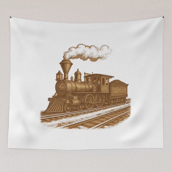 Item preview, Vintage Steam Locomotive - Classic Railroad Train Illustration Design designed and sold by freackly.