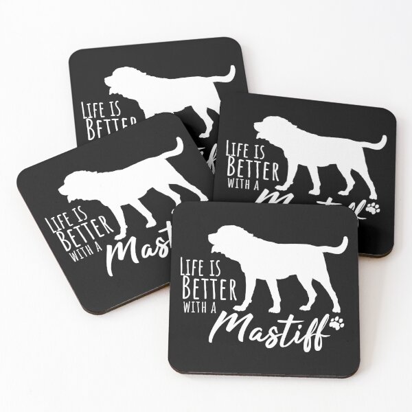 Item preview, Life Is Better with a Mastiff – white Dog Silhouette Design for Dog Moms and Dads designed and sold by EmeraldeaArt.