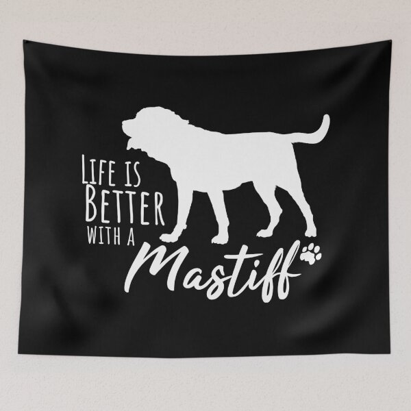 Item preview, Life Is Better with a Mastiff – white Dog Silhouette Design for Dog Moms and Dads designed and sold by EmeraldeaArt.
