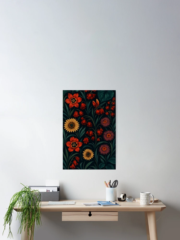 Thumbnail 2 of 3, Poster, Floral Reverie Pattern designed and sold by QuantumKey.