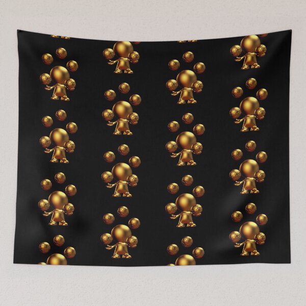 Item preview, cute golden 3d man juggling five soccer balls designed and sold by DottedYeti.