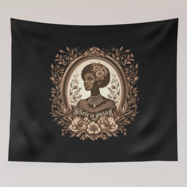 Item preview, Believe in Yourself - Vintage Portrait with Floral Frame Inspirational Design designed and sold by freackly.