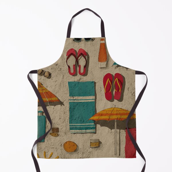 Item preview, Vintage summer pattern – towels, umbrellas & flip flops designed and sold by LoomisDreams.