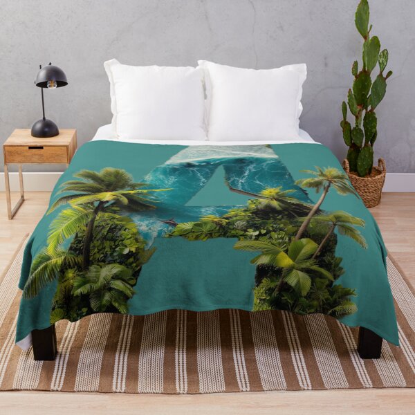 Item preview, Tropical letter A – beach, ocean & palm trees  designed and sold by LoomisDreams.