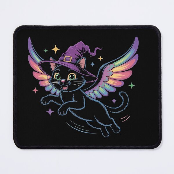 Item preview, Flying Witch Cat with Rainbow Wings – Funny Halloween designed and sold by WikaKowalczyk.