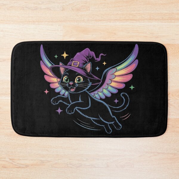Item preview, Flying Witch Cat with Rainbow Wings – Funny Halloween designed and sold by WikaKowalczyk.