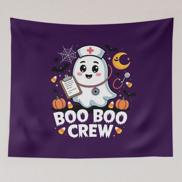 Item preview, Boo Boo Crew – Nurse Ghost Halloween T‑Shirt with Spooky Decorations designed and sold by Splotchly.