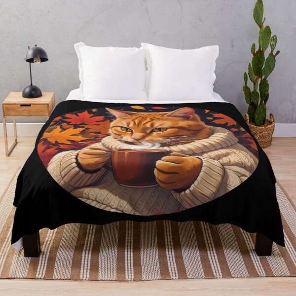 Item preview, Cozy Vibes Only | Kawaii Autumn Cat in Blanket with Pumpkin designed and sold by Design_Your_Day.