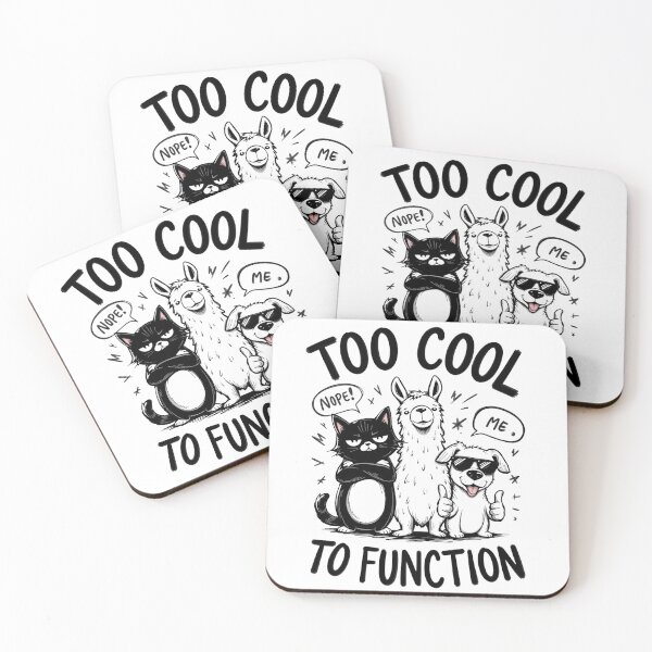 Item preview, Too Cool To Function – Black & White Cartoon Animals designed and sold by Pulse Creativity Designs.