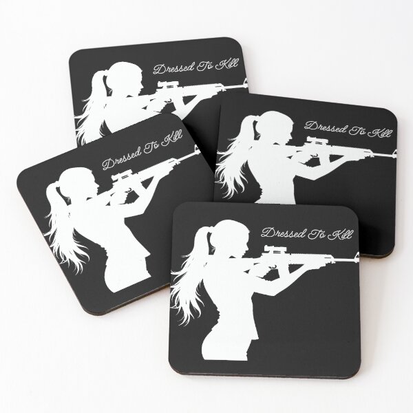 Item preview, Dressed to Kill – Fierce Female Silhouette Rifle Graphic Tee designed and sold by PiggFamilyPrint.