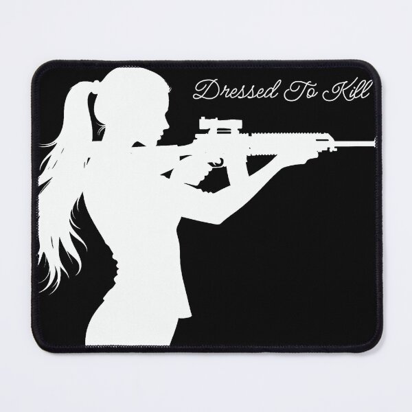 Item preview, Dressed to Kill – Fierce Female Silhouette Rifle Graphic Tee designed and sold by PiggFamilyPrint.