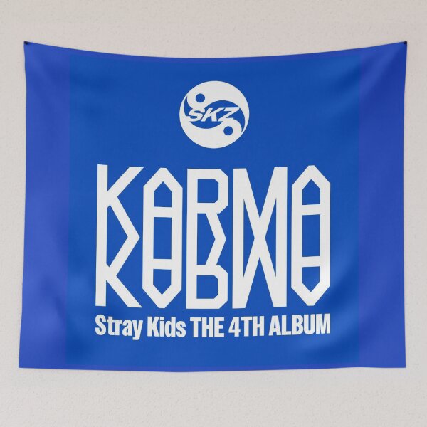 Item preview, Stray Kids KARMA logo blue the 4th album SKZ you make stray kids stay dominate world tour skzoo kpop bang cahn lee know changbin hyunjin han felix seungmin IN designed and sold by Kpop-Noona.