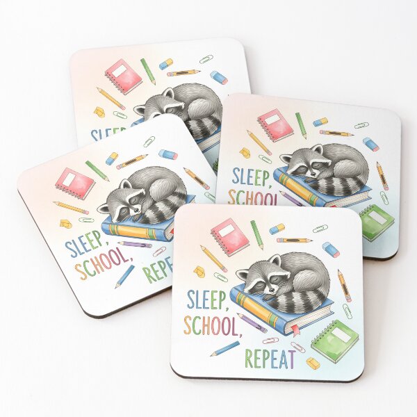 Item preview, Sleep, School, Repeat - Raccoon Student Life designed and sold by naughty-raccoon.