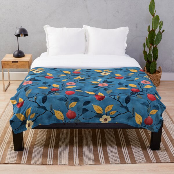 Item preview, Blue background with red & yellow flowers designed and sold by Chirayu1111.