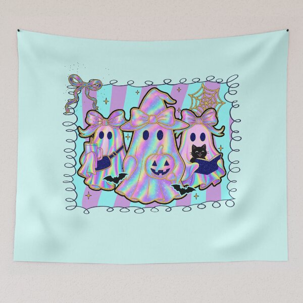 Item preview, Kawaii Pastel Ghost Trio – Cute Holographic Halloween Aesthetic designed and sold by Alluka Brand.
