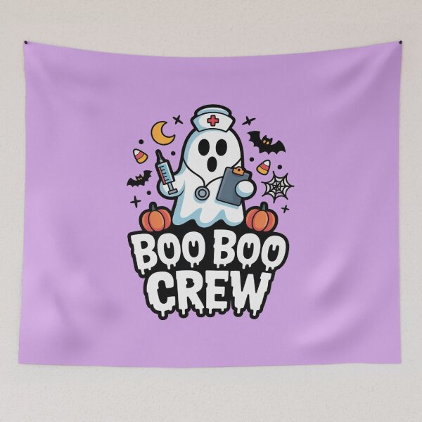 Item preview, Boo Boo Crew – Nurse Ghost Halloween T‑Shirt with Spooky Decorations designed and sold by Splotchly.