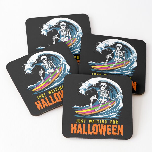 Item preview, Funny Summerween Just Waiting For Halloween Spooky Creepy Surfing Skeleton designed and sold by Zayavca.