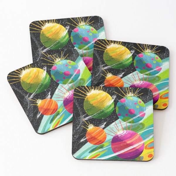 Item preview, Dreamy space Landscape - Whimsical Planetary Art designed and sold by BubbleDream Art .