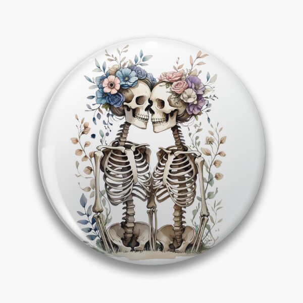Item preview,  Lovers Skeletons, Skeleton  flowers, Skeleton with Flowers, Skeleton in love, Together Forever, Cute Skeleton Lady designed and sold by KolorellaS.