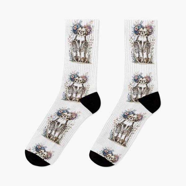 Item preview,  Lovers Skeletons, Skeleton  flowers, Skeleton with Flowers, Skeleton in love, Together Forever, Cute Skeleton Lady designed and sold by KolorellaS.