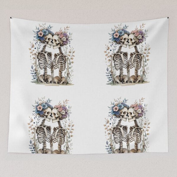 Item preview,  Lovers Skeletons, Skeleton  flowers, Skeleton with Flowers, Skeleton in love, Together Forever, Cute Skeleton Lady designed and sold by KolorellaS.
