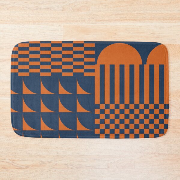 Item preview, Checkerboard and Geometric Shapes Abstract 3 in Navy Blue and Burnt Orange designed and sold by nineFlorals.