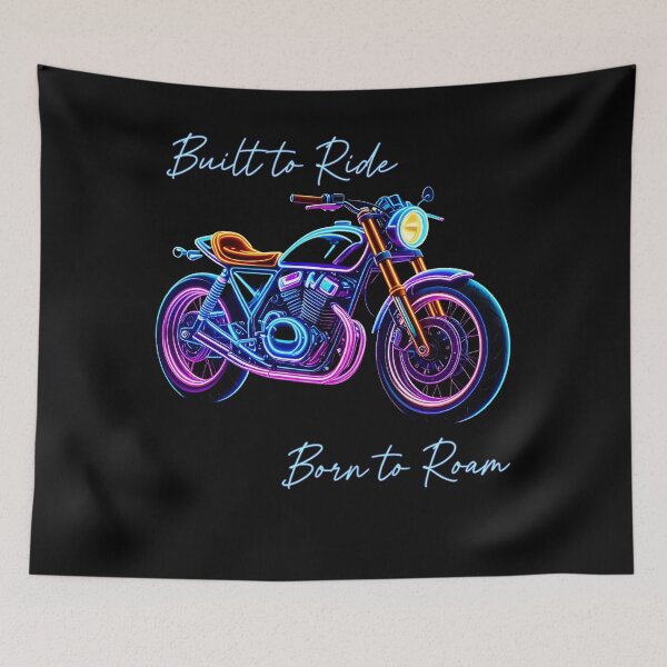 Item preview, Built to Ride, Born to Roam – Neon Motorcycle Freedom Tee designed and sold by PiggFamilyPrint.