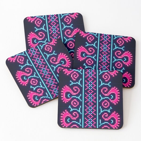 Item preview, Symmetrical Folk Embroidery Motif Neon designed and sold by QuantumKey.