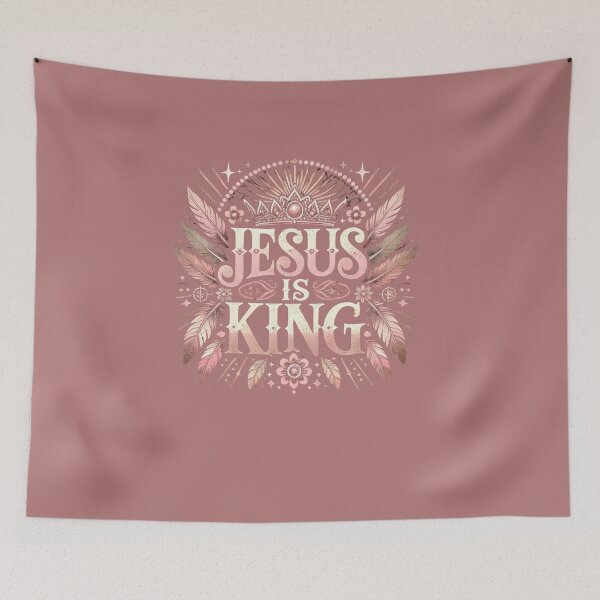 Item preview, Jesus Is King Boho Feather Crown Christian Typography Design designed and sold by HastyHouse.