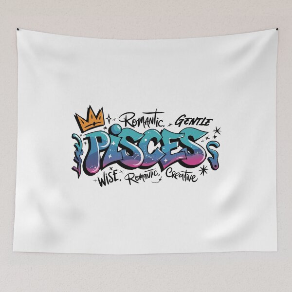 Item preview, Pisces Zodiac Graffiti – dreamy depths with street soul designed and sold by CleanDecor.