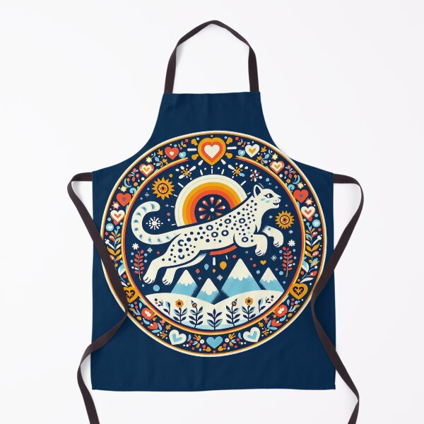 Item preview, Snow Leopard: Hope for Wildlife: Majestic Presence - Scandinavian Folk Art by heidiannemorris © designed and sold by FOLK ART FUSION by heidiannemorris.